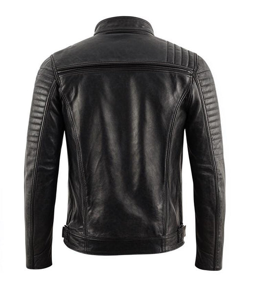 Men's Black Real Leather Jacket – Quilted Slim Fit Motorcycle Street Style By Leather Chloride