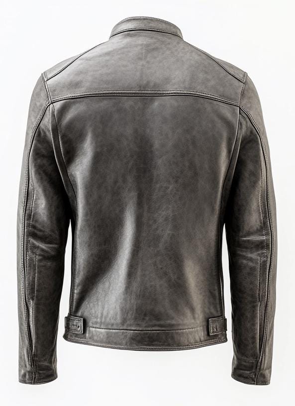 Men’s Ash Grey Genuine Leather Motorcycle Jacket with Zip-Up Design By Leather Chloride