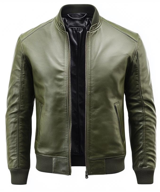 Men's Olive Green Slim Fit Leather Bomber Jacket – Casual Zip Style By Leather Chloride