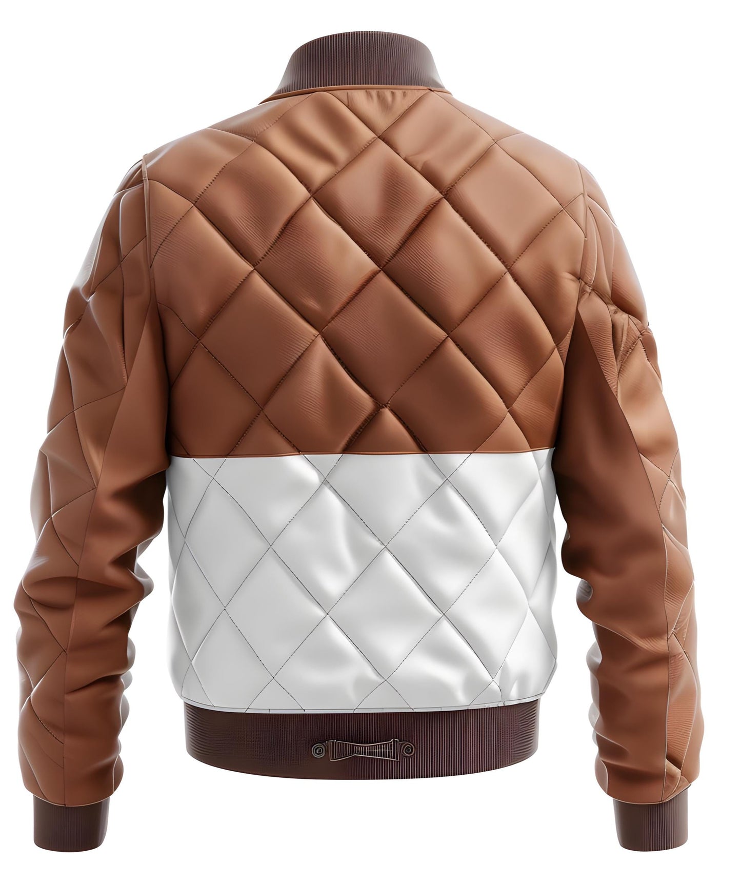 Men's Quilted Two-Tone Leather Bomber Jacket – Stylish Zip Ribbed Trim By Leather Chloride
