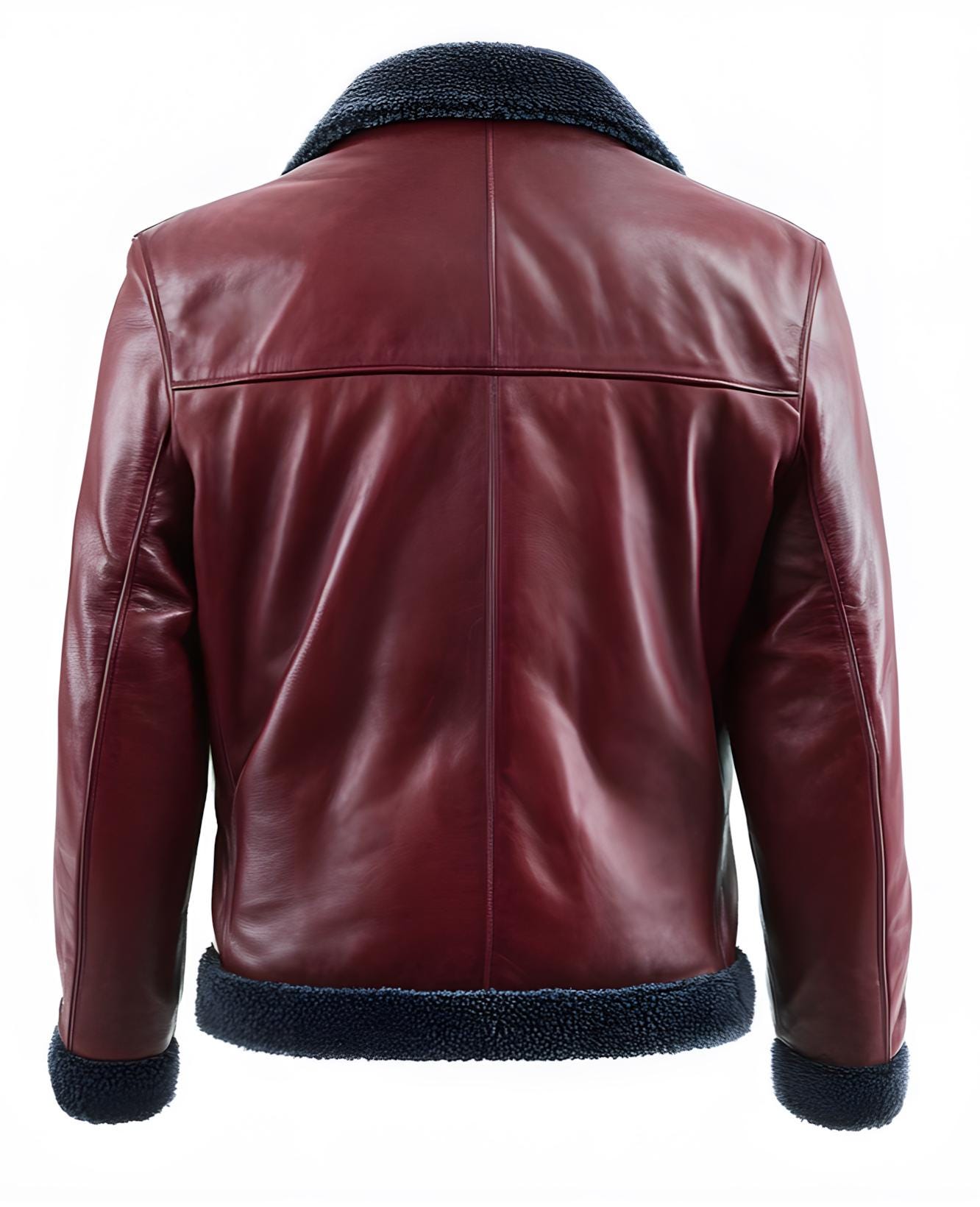 Men's Burgundy Leather Streetwear Jacket – Real Fur Shearling Collar Style By Leather Chloride