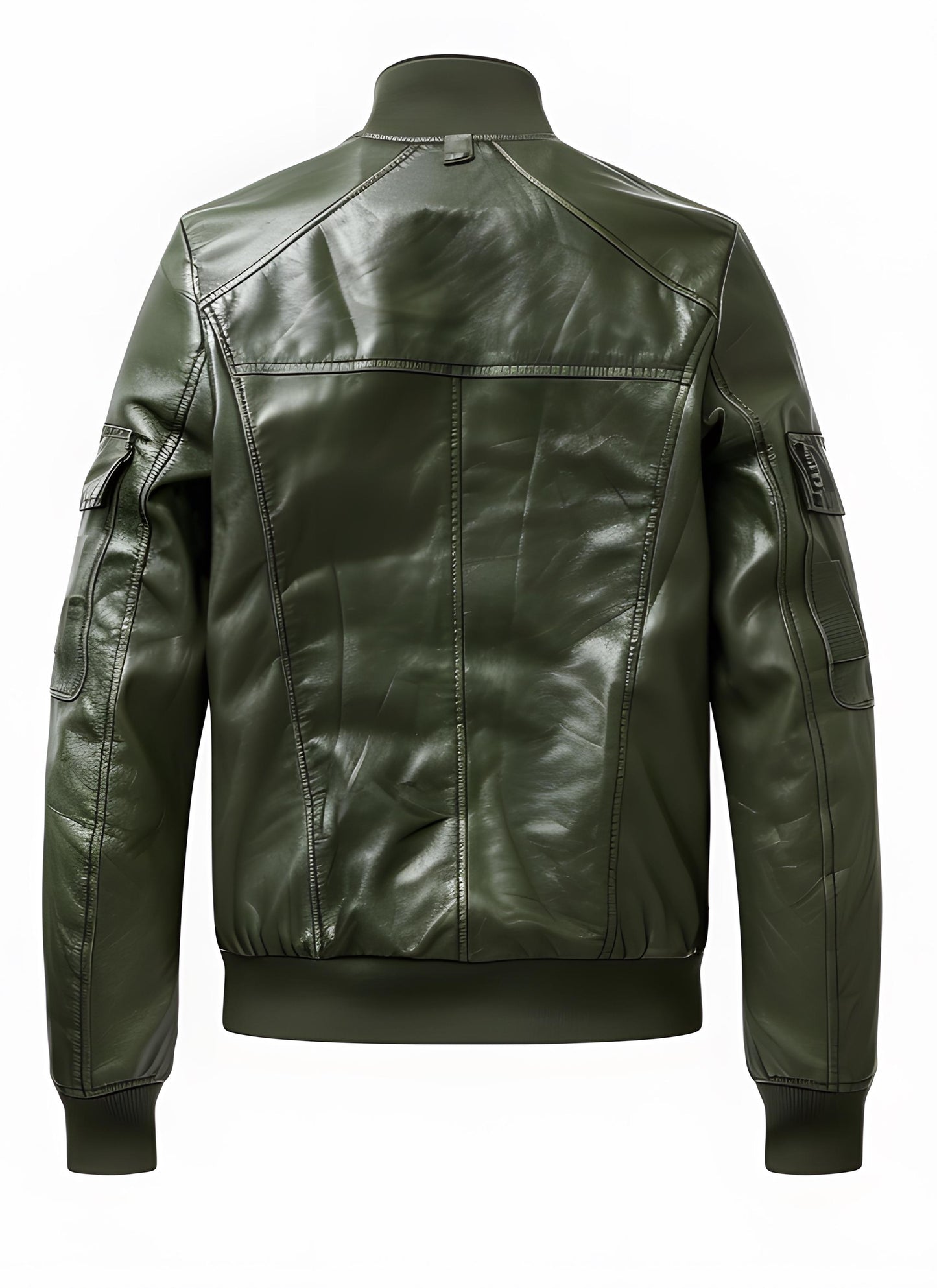 Men's Army Green Leather Jacket – Slim Fit Bomber Motorcycle Style By Leather Chloride