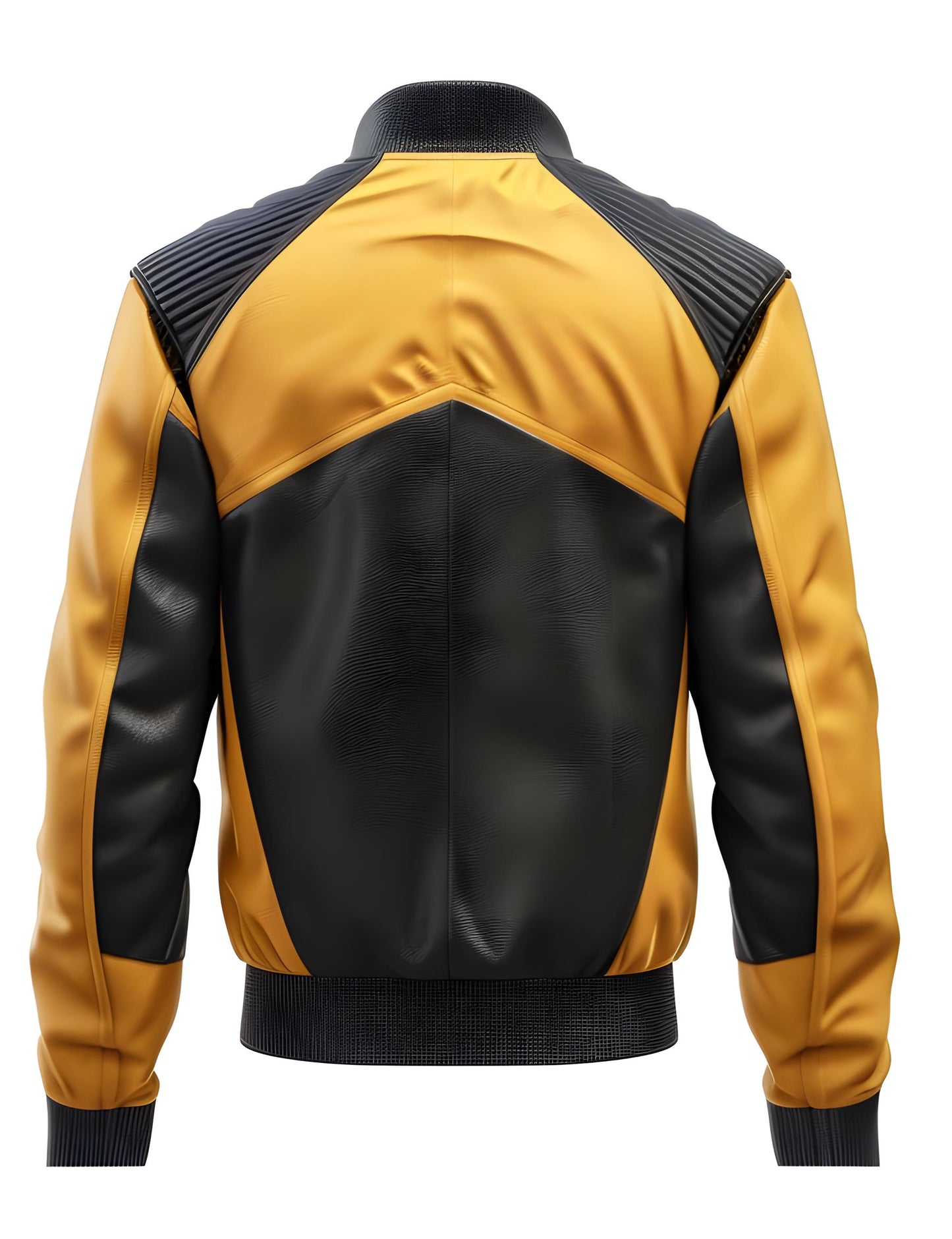 Men's Mustard Black Leather Jacket – Zip-Up Bomber Cafe Racer Style By Leather Chloride