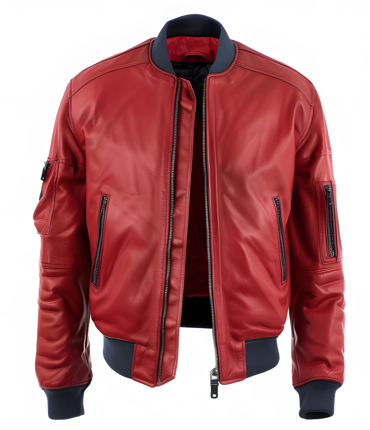 Men's Red Maroon Leather Jacket – Distressed Bomber Street Racer Retro Style By Leather Chloride