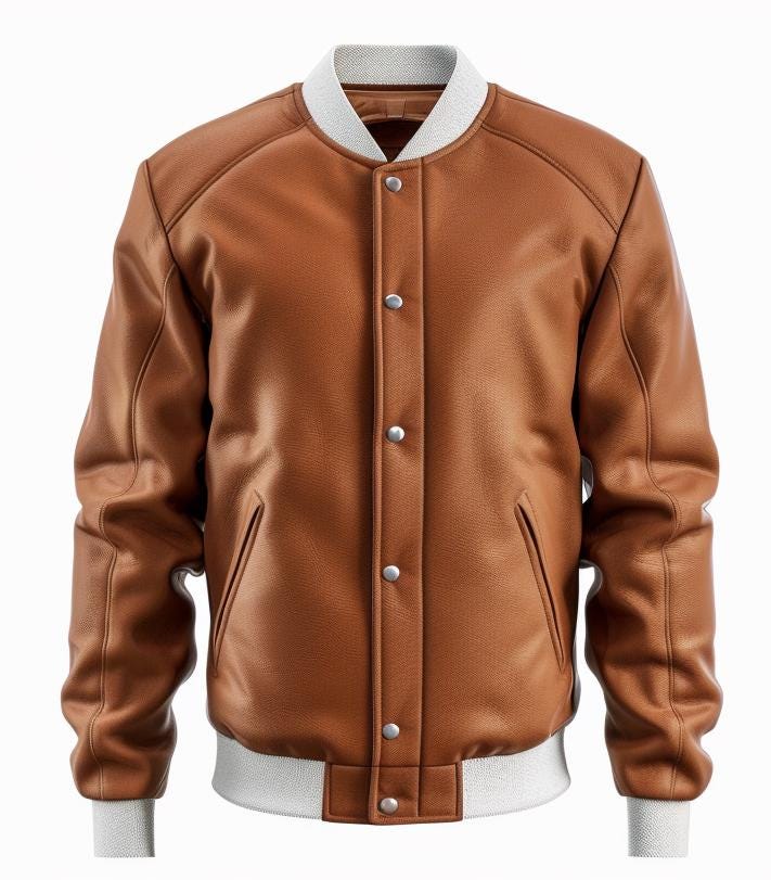 Men's Brown White Leather Jacket – Varsity Bomber Slim Fit Street Style By Leather Chloride