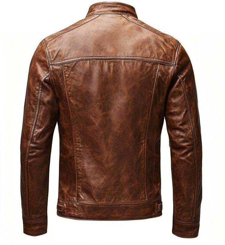 Men's Brown Real Leather Jacket Distressed Slim Fit Street Motorcycle Style By Leather Chloride