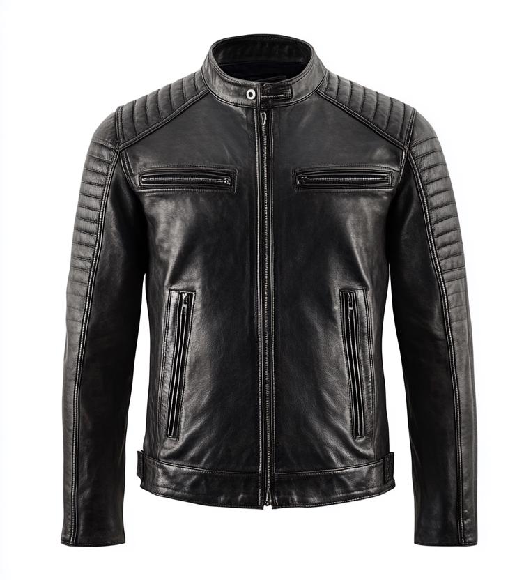Men's Black Real Leather Jacket – Quilted Slim Fit Motorcycle Street Style By Leather Chloride