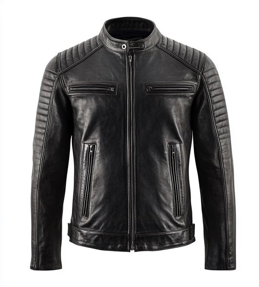Men's Black Real Leather Jacket – Quilted Slim Fit Motorcycle Street Style By Leather Chloride