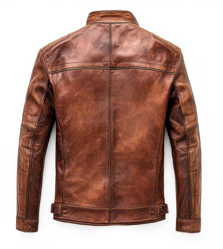 Men's Brown Real Leather Jacket – Quilted Slim Fit Motorcycle Street Style By Leather Chloride