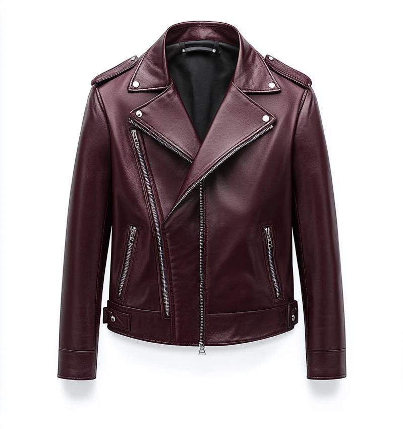 Men's Burgundy Real Leather Jacket – Slim Fit Biker Motorcycle Street Style By Leather Chloride