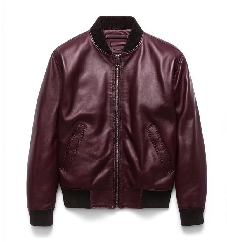 Men's Burgundy Real Leather Jacket – Slim Fit Bomber Street Style Classic By Leather Chloride