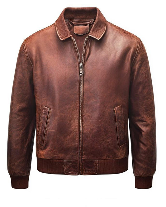 Men's Brown Real Leather Jacket – Distressed Slim Fit Bomber Street Style By Leather Chloride