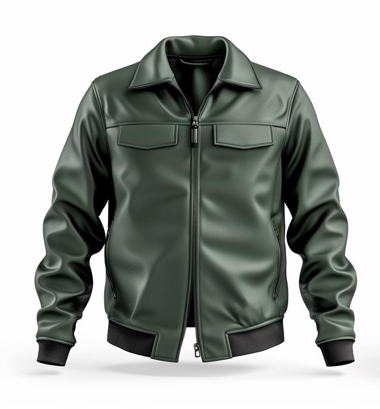 Men's Green Real Leather Bomber Jacket – Slim Fit Streetwear Classic Style by Leather Chloride