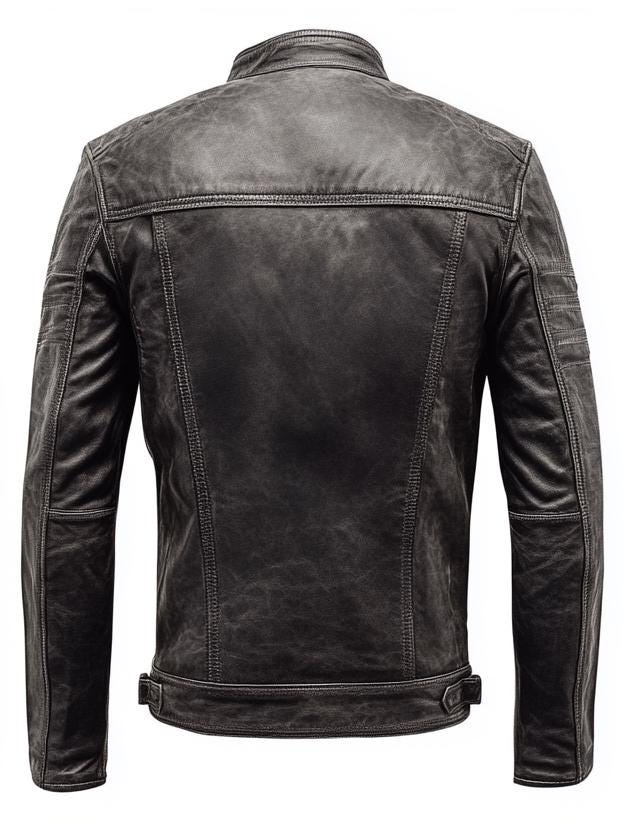 Men's Grey Real Leather Jacket – Distressed Slim Fit Motorcycle Streetwear Classic by Leather Chloride