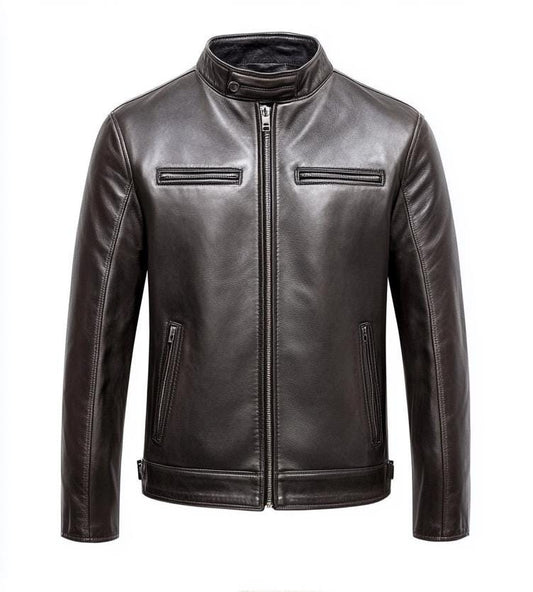 Men's Smoke Grey Real Leather Jacket – Slim Fit Streetwear Casual Classic by Leather Chloride