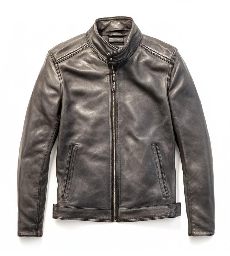 Men's Smoke Grey Real Leather Jacket Slim Fit Casual Classic Style by Leather Chloride