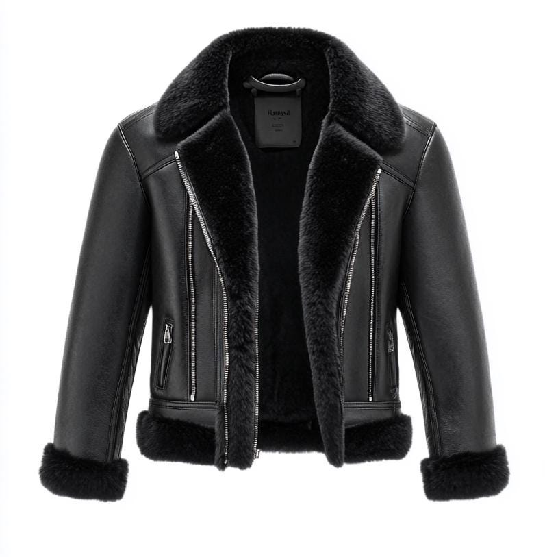 Men's Genuine Fur Shearling Jacket – Real Leather Black Winterwear Street Style by Leather Chloride