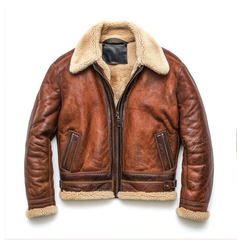 Men's Genuine Fur Shearling Jacket – Real Leather Brown Winterwear Street Style by Leather Chloride