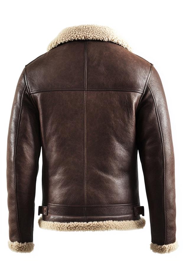 Men's Genuine Fur Shearling Jacket – Real Leather Brown Winterwear Street Style by Leather Chloride