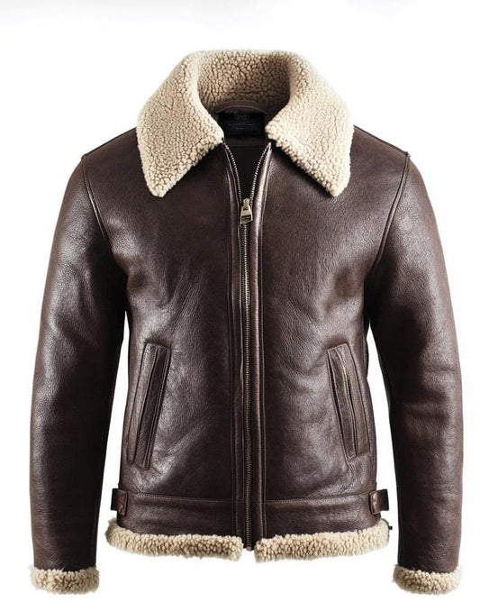 Men's Genuine Fur Shearling Jacket – Real Leather Brown Winterwear Street Style by Leather Chloride