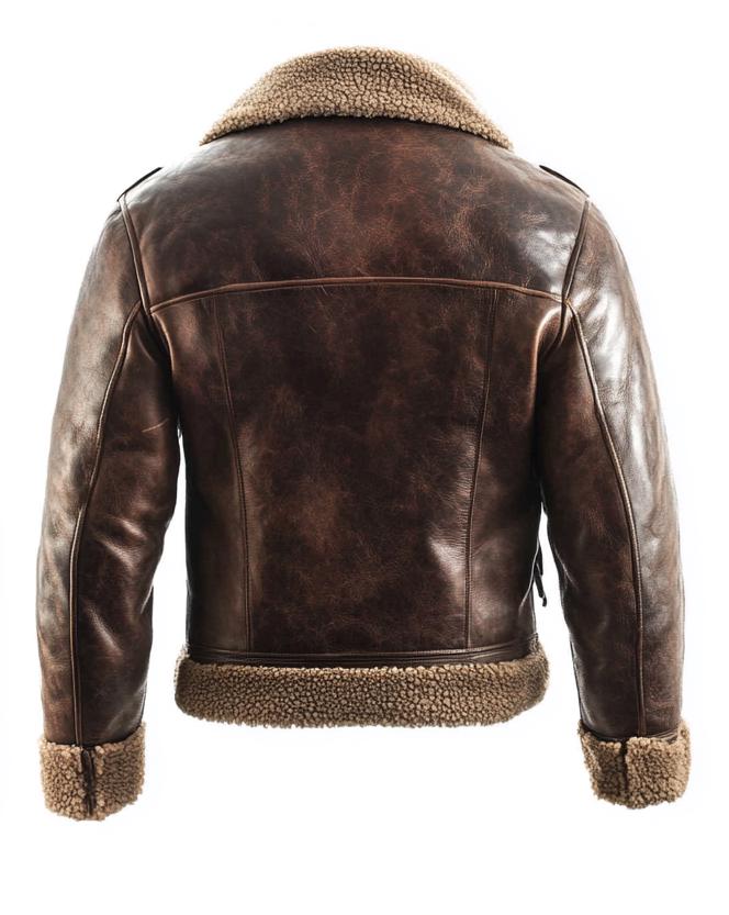 Men's Genuine Fur Shearling Jacket – Real Leather Brown Distressed Winterwear by Leather Chloride