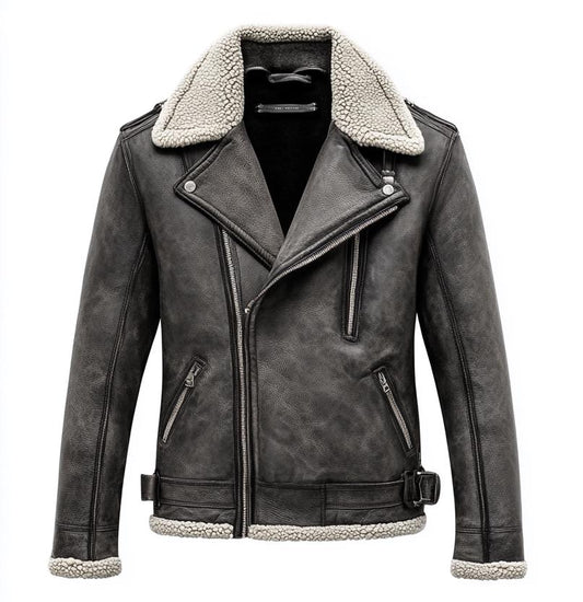 Men's Genuine Fur Shearling Jacket – Real Leather Black Winterwear Street Style by Leather Chloride