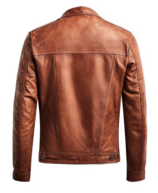 Men’s Classic Brown Vintage Trucker Jacket in Real Leather, Provided by Leather Chloride