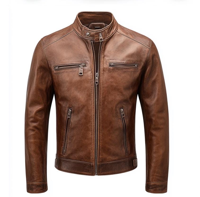 Men’s Distressed Brown Real Leather Biker Jacket | Vintage Motorcycle Style by Leather Chloride