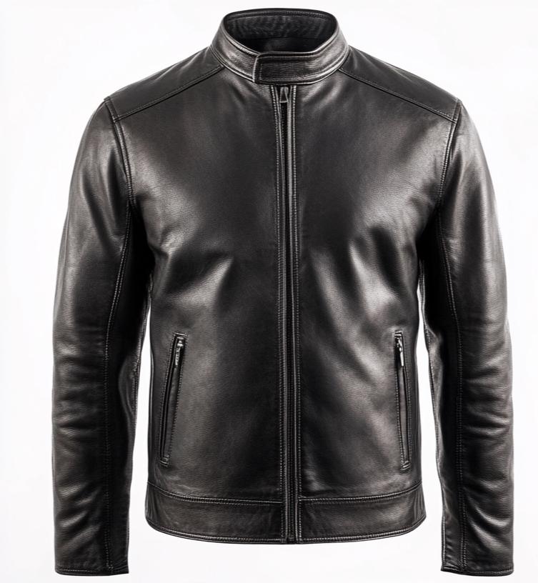 Men’s Black Real Leather Café Racer Jacket | Classic Motorcycle Style by Leather Chloride