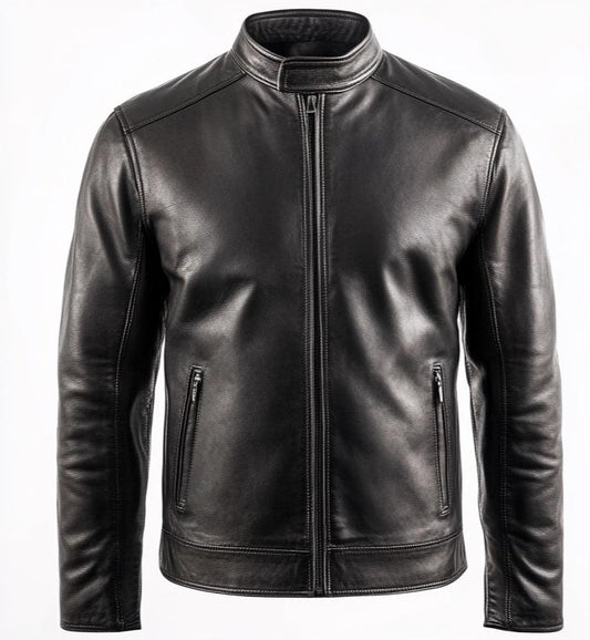 Men’s Black Real Leather Café Racer Jacket | Classic Motorcycle Style by Leather Chloride