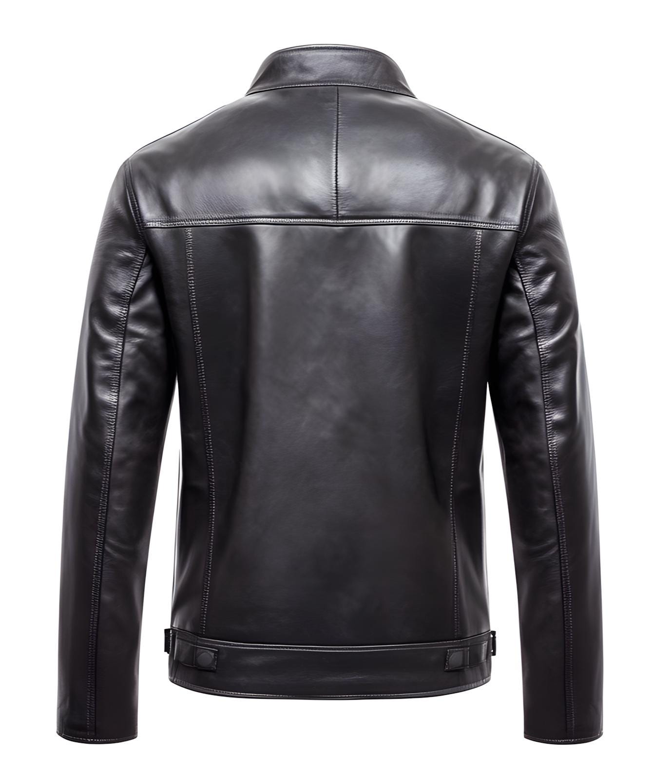 Men’s Smoke Grey Genuine Leather Motorcycle Jacket Full-Grain Sheepskin by Leather Chloride