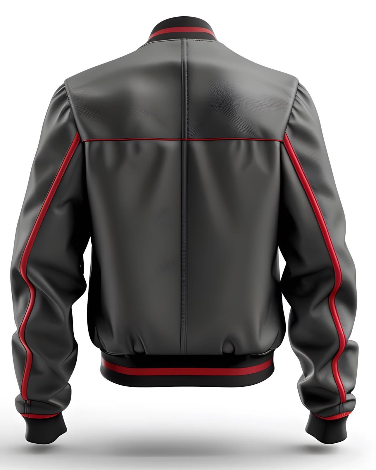 Men's Black Red Bomber Real Leather Jacket By Leather Chloride – Stylish Zip Casual Outerwear