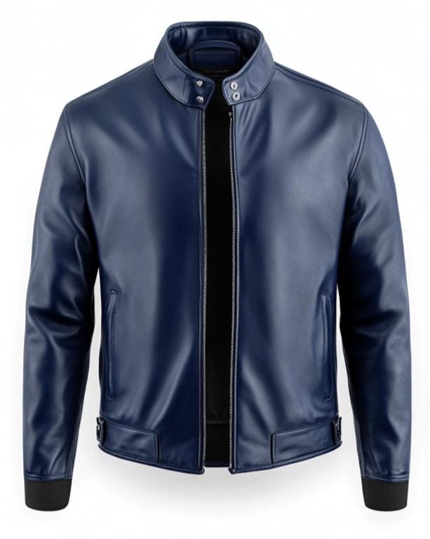 Men's Real Leather Café Racer Biker Jacket – Stand Collar Classic Style By Leather Chloride