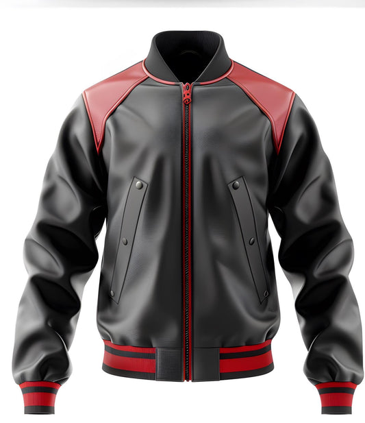 Men's Grey Red Sheepskin Leather Racing Jacket – YKK Zip Moto Style By Leather Chloride