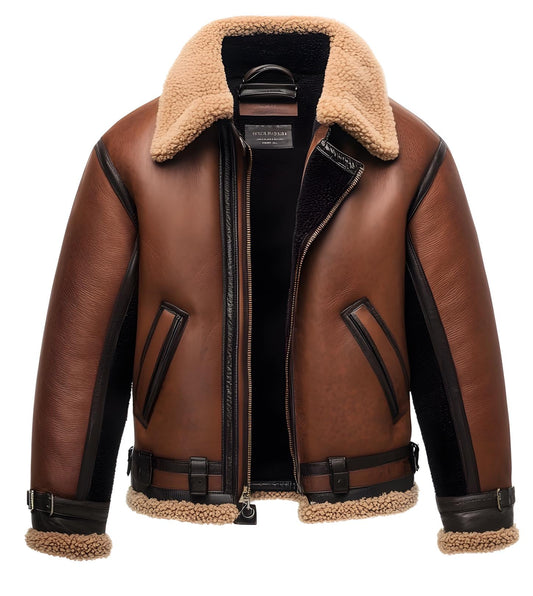 Men's Vintage Aviator Shearling Leather Jacket – Pilot Coat Real Fur Lined By Leather Chloride