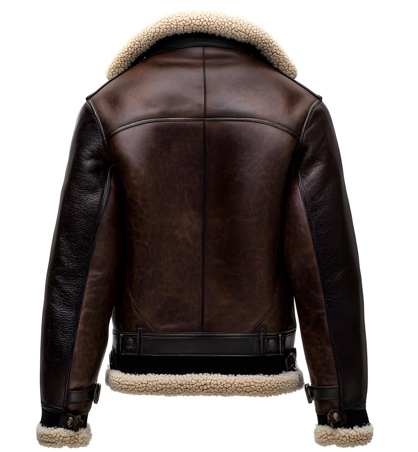 Men's Brown Shearling Leather Bomber Jacket – Classic Aviator Real Fur Style By Leather Chloride