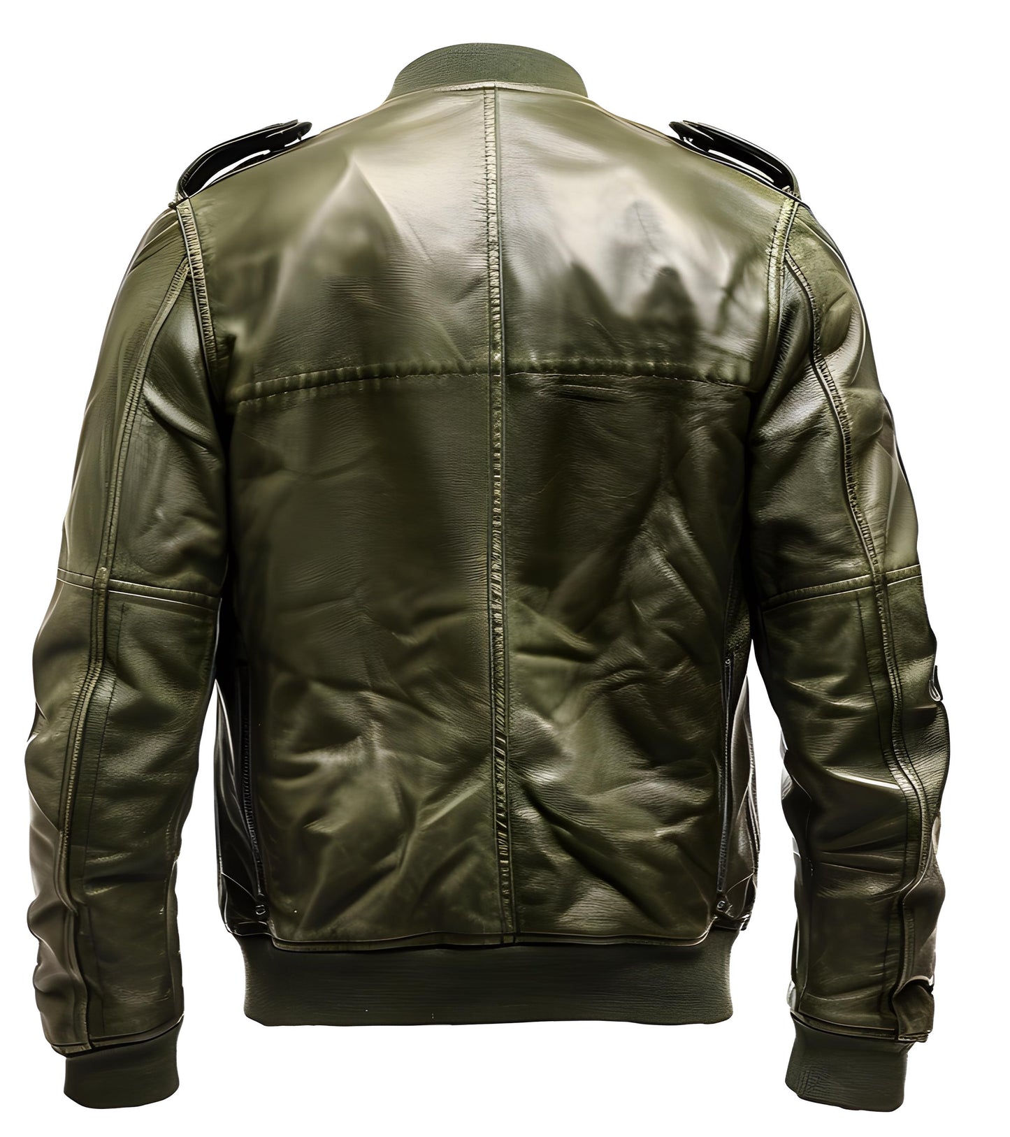 Men's Olive Green Bomber Jacket – Distressed Sheepskin Military Slim Fit By Leather Chloride