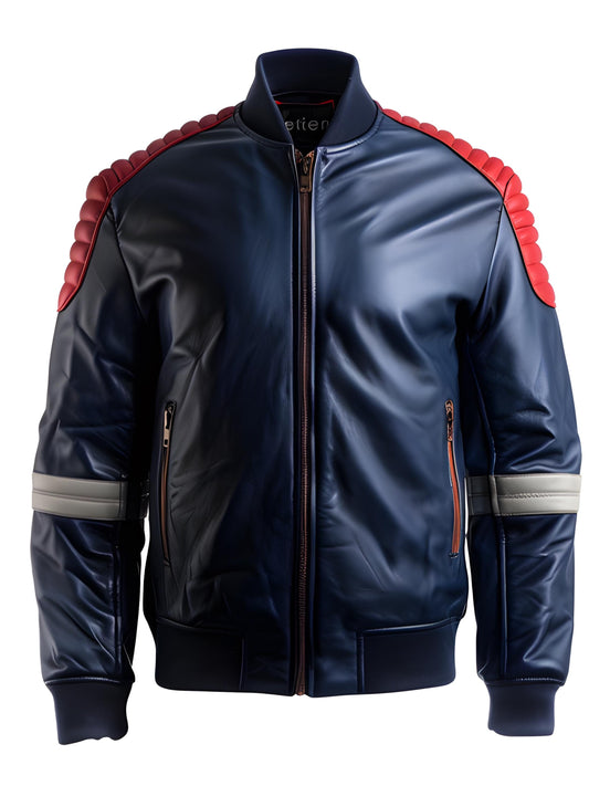 Men's Red Blue Leather Jacket – Slim Fit Bomber Motorcycle Varsity Style By Leather Chloride