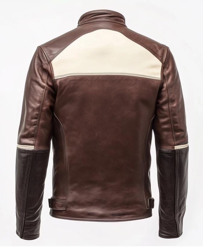 Men's Brown Cream Leather Jacket – Slim Fit Bomber Motorcycle Style By Leather Chloride
