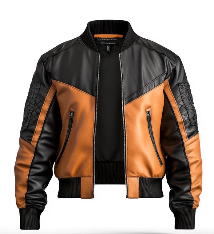 Men's Orange Black Leather Jacket –Bomber Motorcycle Street Style By Leather Chloride