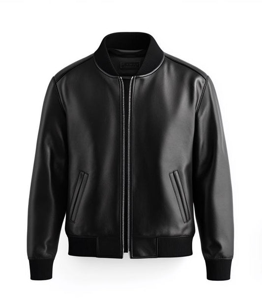 Men's Black Real Leather Jacket – Slim Fit Bomber Street Style Classic By Leather Chloride
