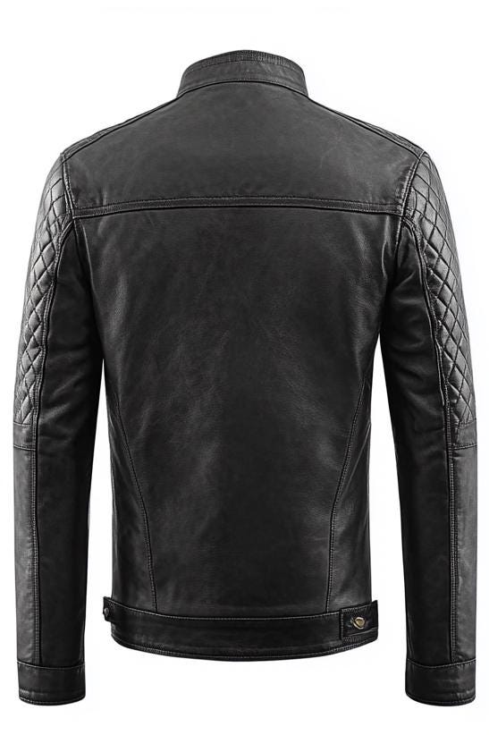 Men's Black Real Leather Jacket – Quilted Slim Fit Motorcycle Street Style By Leather Chloride