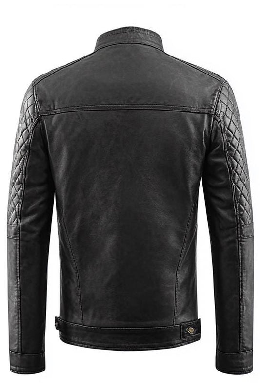 Men's Black Real Leather Jacket – Quilted Slim Fit Motorcycle Street Style By Leather Chloride