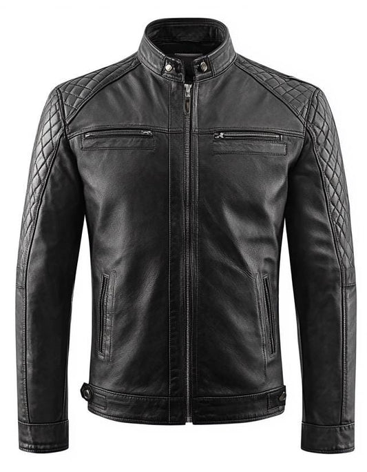 Men's Black Real Leather Jacket – Quilted Slim Fit Motorcycle Street Style By Leather Chloride