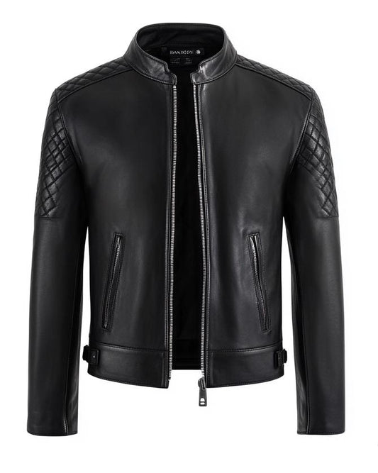 Men's Black Real Leather Jacket – Quilted Slim Fit Motorcycle Street Style By Leather Chloride