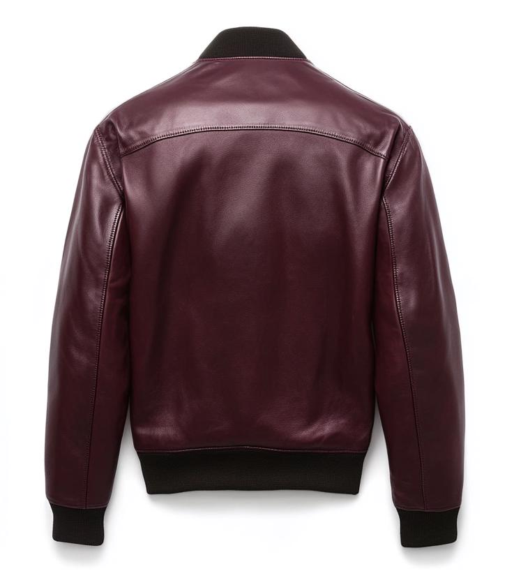 Men's Burgundy Real Leather Jacket – Slim Fit Bomber Street Style Classic By Leather Chloride