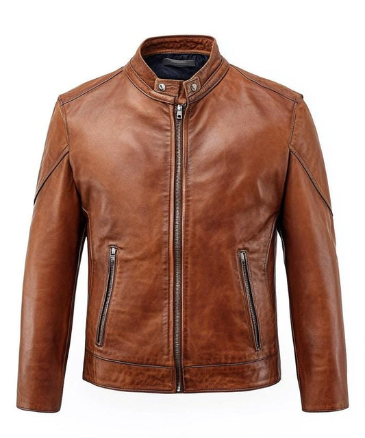 Men's Brown Real Leather Jacket – Slim Fit Motorcycle Casual Street Style By Leather Chloride