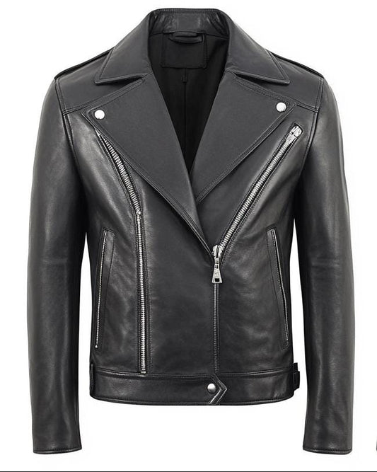 Men's Black Real Leather Jacket – Slim Fit Biker Motorcycle Street Style By Leather Chloride