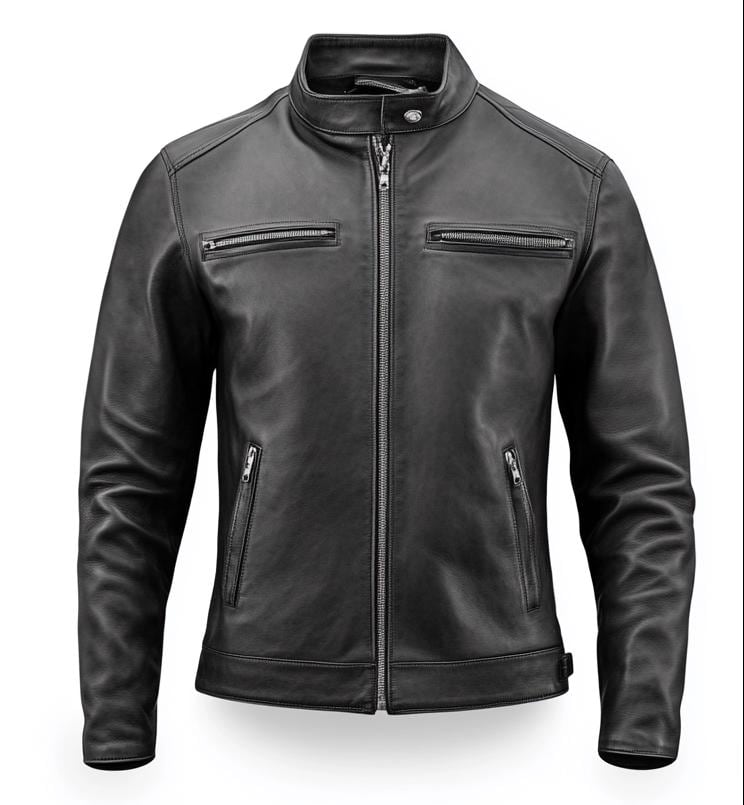 Men's Black Grey Leather Jacket – Slim Fit Motorcycle Street Style By Leather Chloride