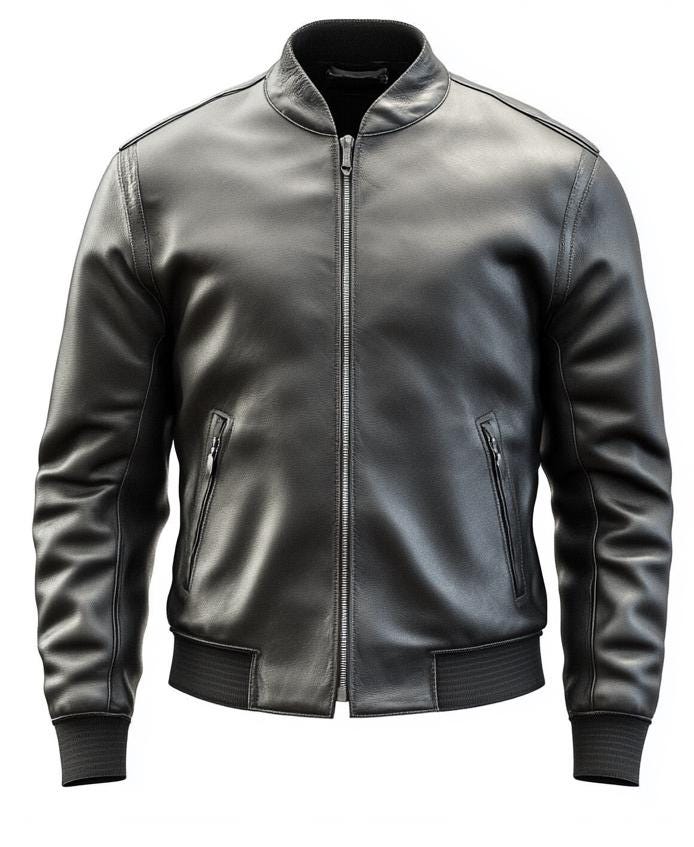 Men's Grey Real Leather Jacket – Slim Fit Bomber Street Style Classic By Leather Chloride